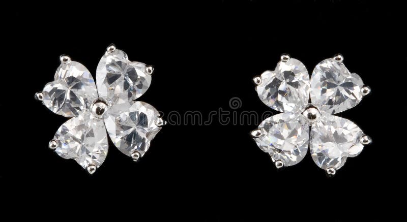 Silver earrings with diamonds