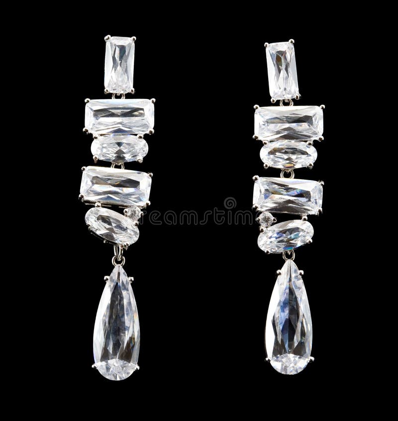 Silver earrings with diamonds