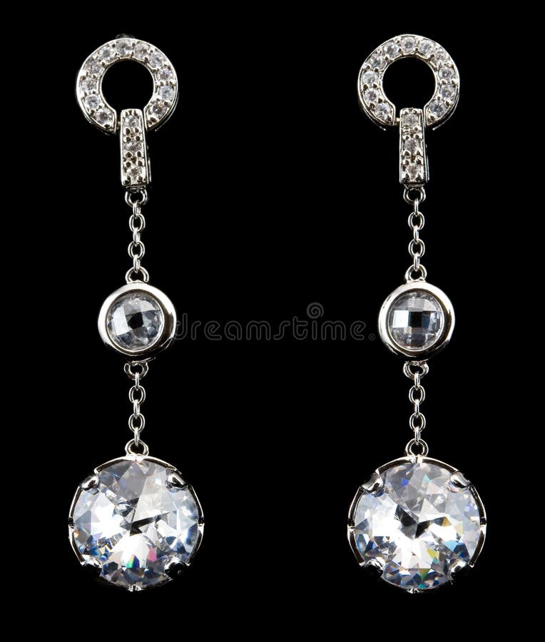 Silver earrings with diamonds