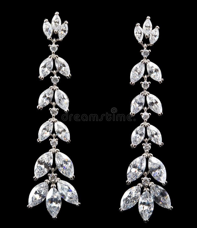 Silver earrings with diamonds