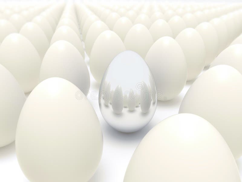 Golden egg in a row of the white eggs. 3D. Stock Photo by ©newb1 35522951