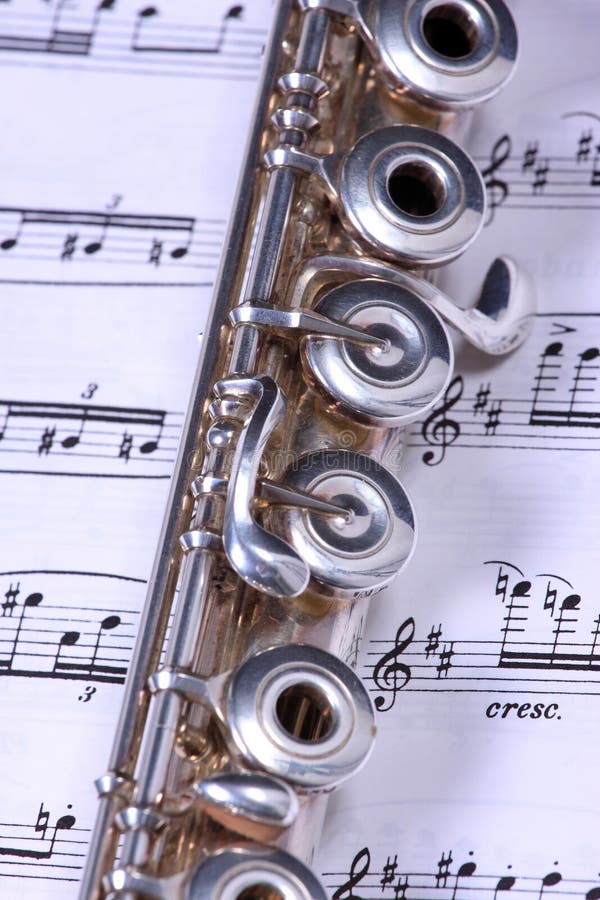 Silver flute instrument royalty free stock photography Silver flute instrument royalty free stock photography