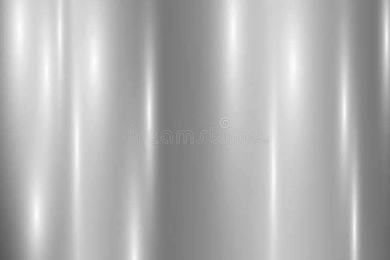Silver foil background. Metal textured shiny gradient. Stainless glossy  surface with reflection. Realistic chrome backdrop. Vector illustration.  Stock Vector