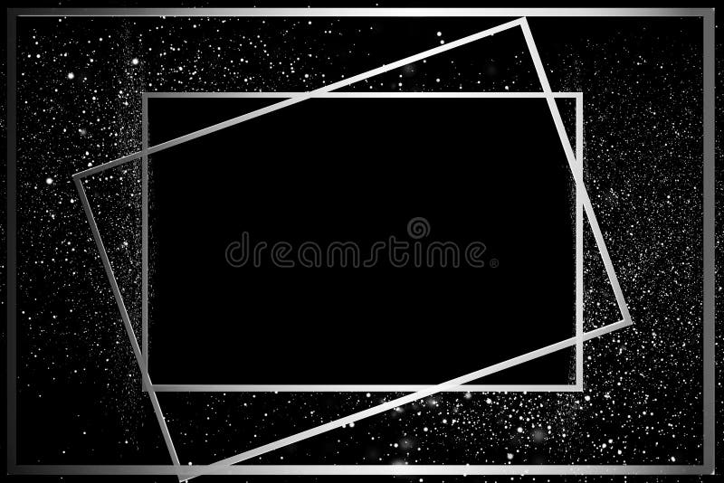 Silver Frame on a Black Background with Glitter. a Place for Copyspace  Stock Image - Image of greeting, border: 164752073