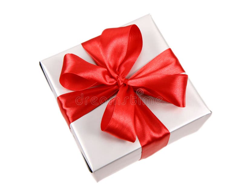 Silver Gift with red bow