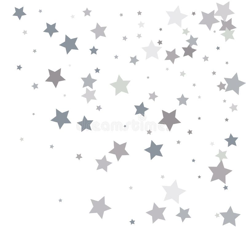 Silver Glitter Falling Stars. Silver Sparkle Star on White Background ...