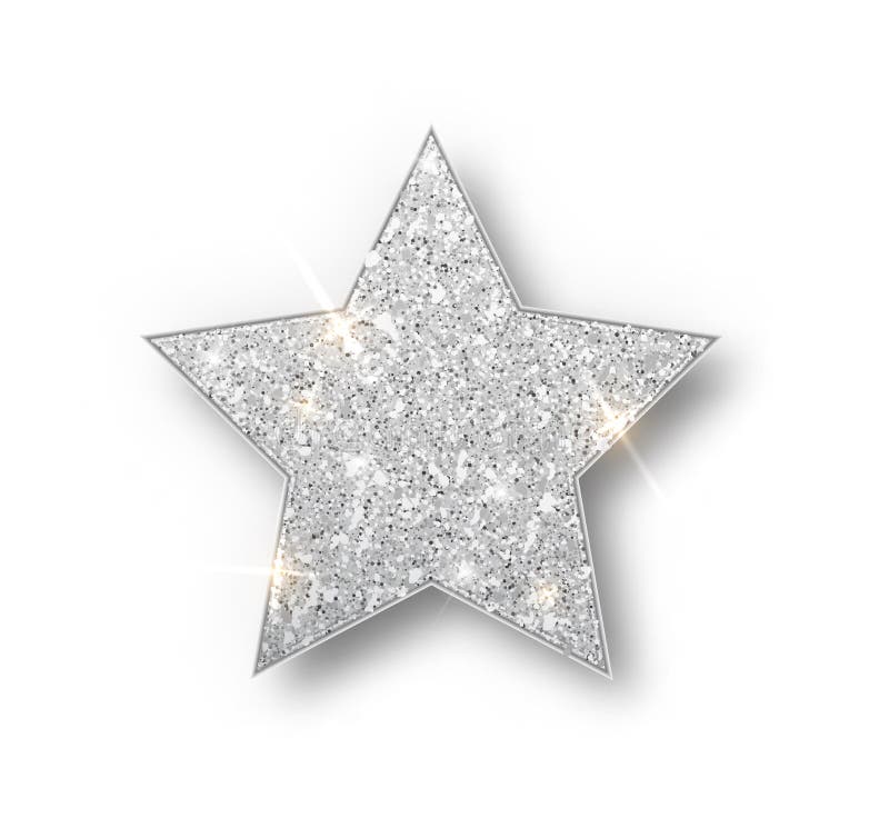 Silver Glitter Star Vector Isolated. Silver Sparkle Luxury Design