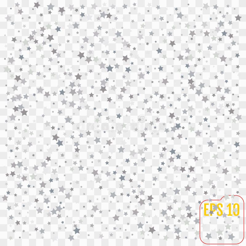 Silver glitter stars falling from the sky on white background. A