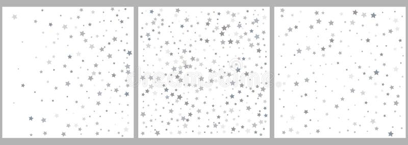 Silver glitter stars falling from the sky on white background. Abstract Background. Glitter pattern for banner. Vector