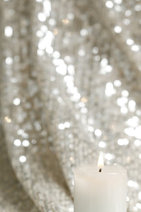 Silver Glittering Christmas Lights. Blurred Abstract Background Stock