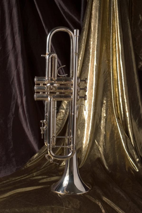 Silver trumpet on Black stock image. Image of trumpet, entertain 5997