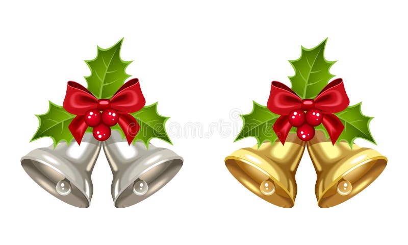 Silver Bells, Sticker Clipart Silver Bells Set, Vector Set Cartoon