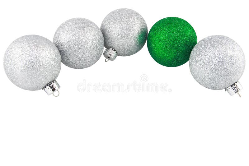 Silver And Green Glitter Christmas Ornaments royalty free stock photo Silver And Green Glitter Christmas Ornaments royalty free stock photo
