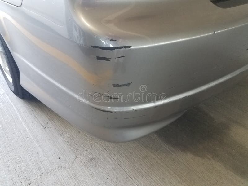 Silver or Grey Car with Minor Damage or Scratch Stock Image Image of