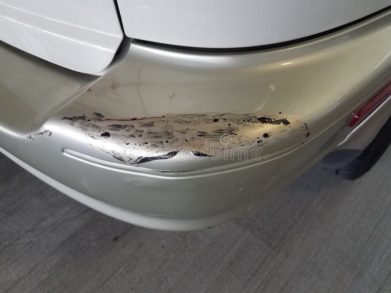 Silver or Grey Car with Minor Damage or Scratch Stock Photo Image of