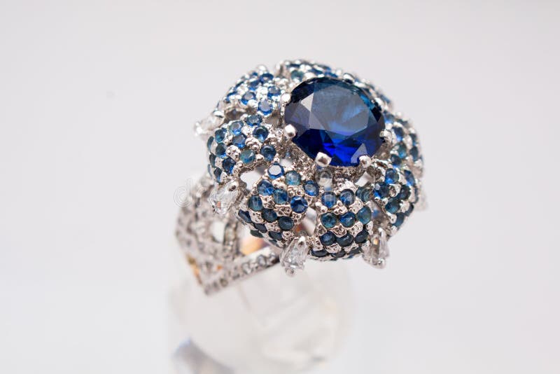Silver Handmade Ring With A Blue Stones And A Big Blue Stone In The