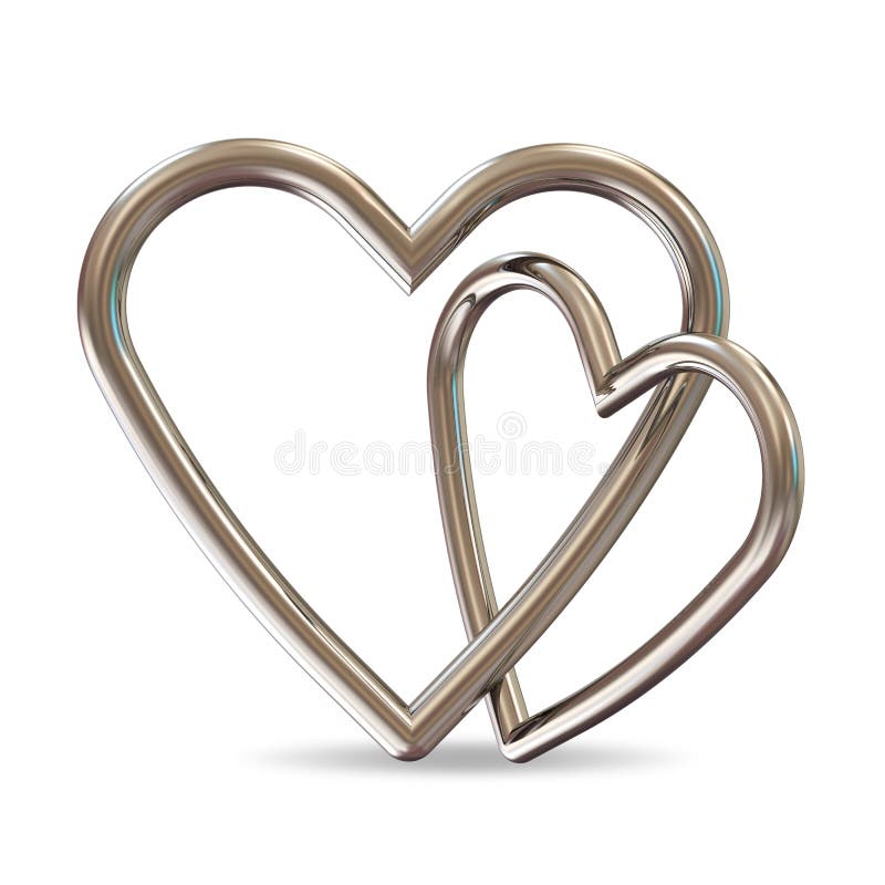 Silver Hearts on white background