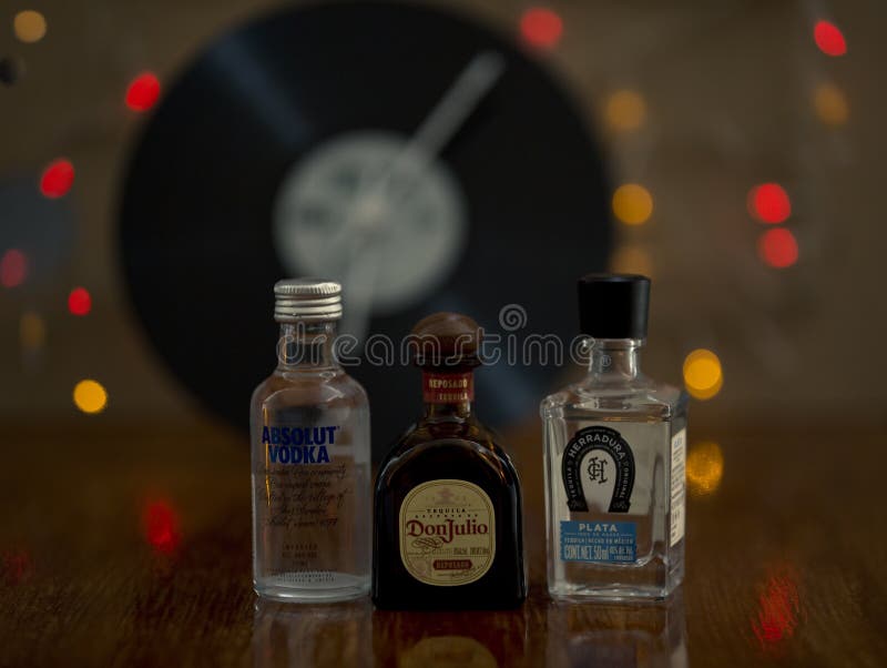 Mini Bottles of White Tequila, Reposado and Vodka Editorial Stock Photo -  Image of vodka, alcohol: 152868233