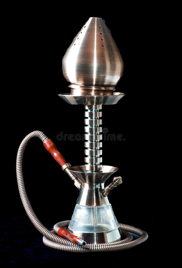 Luxurious silver hookah isolated on black background