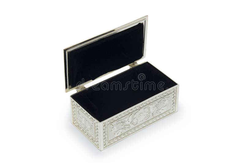 Silver Jewelry Box Isolated on White Stock Image Image of heart