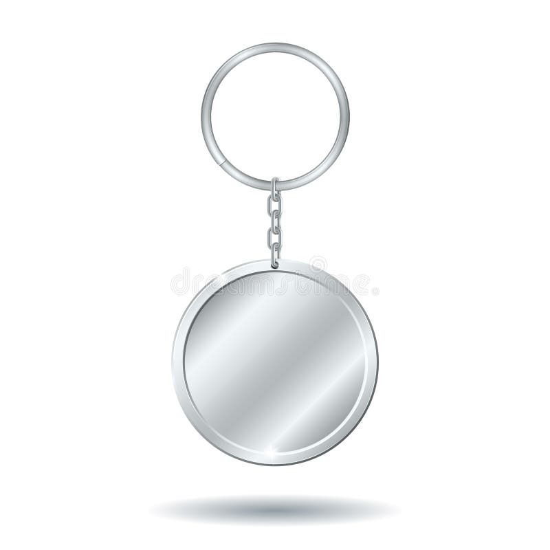 Blank Metal Round Black And White Key Chain Mock Up Stock Photo