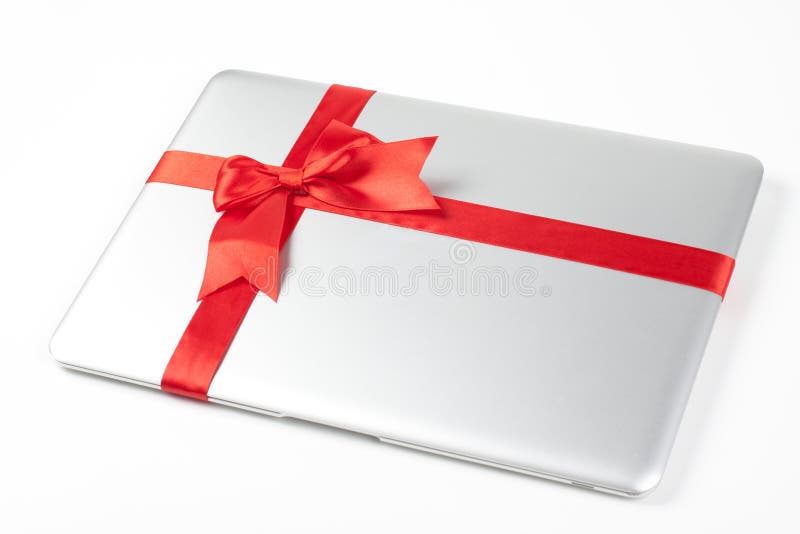 Silver Laptop Gift stock photography
