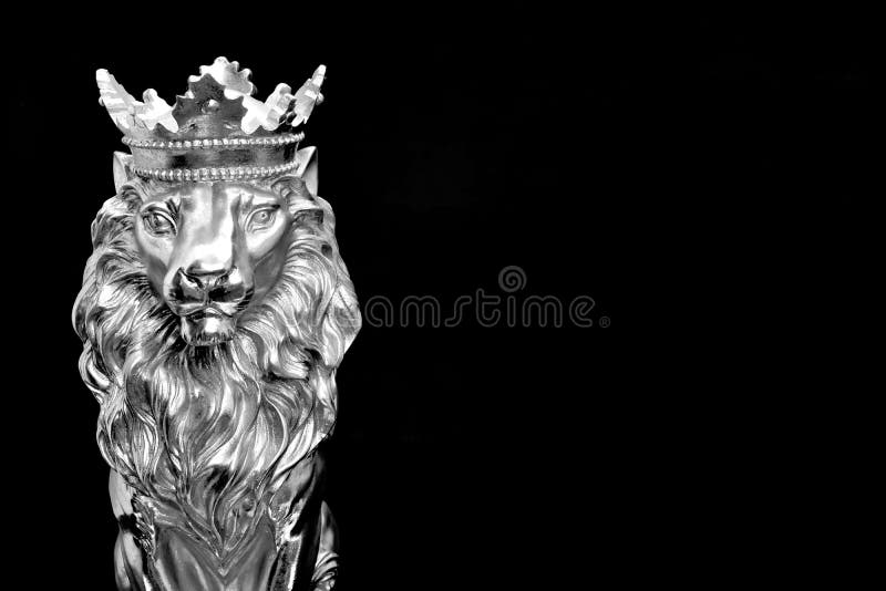Silver Lion King of animals on black background