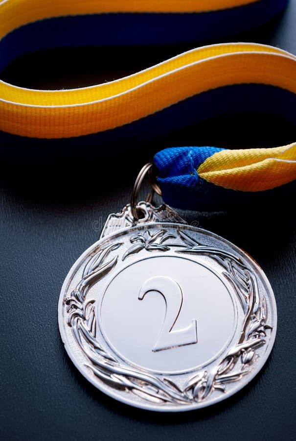 Silver Medal 2 Place with Ribbon Stock Image - Image of achievement ...