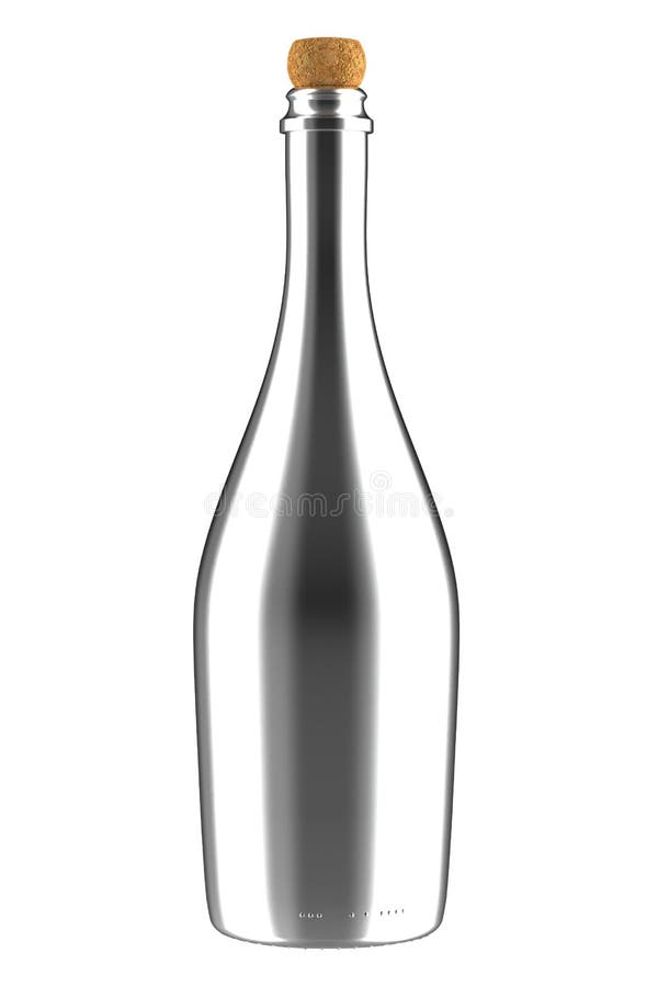 Silver Metal Champagne or Sparkling Wine Bottle Isolated on White