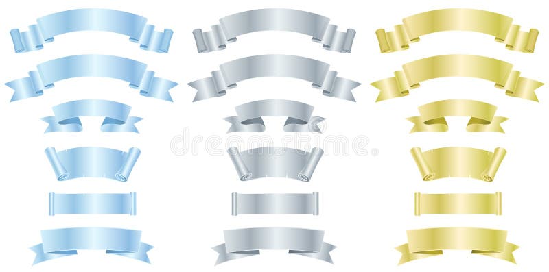 Set of Gold Silver and Bronze Ribbons Stock Vector Illustration of collection, event 35378406