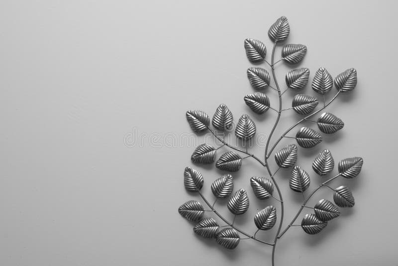 Silver Metal Leaves on a White Wall Stock Illustration Illustration