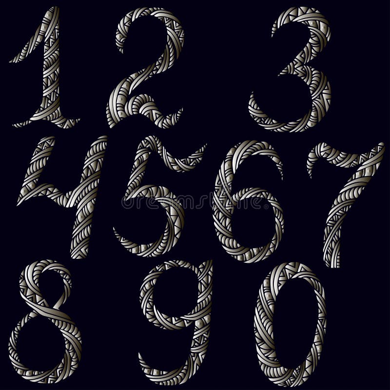 Silver metal numbers stock vector. Illustration of metallic 96743168