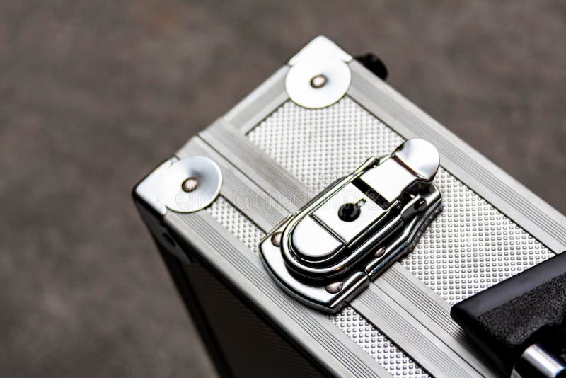 Silver Metal Suitcase, Box, Crate or Simple Case with a Handle for  Equipment, Valuables or Money Secure Transport Closeup Stock Image - Image  of concept, baggage: 174129457