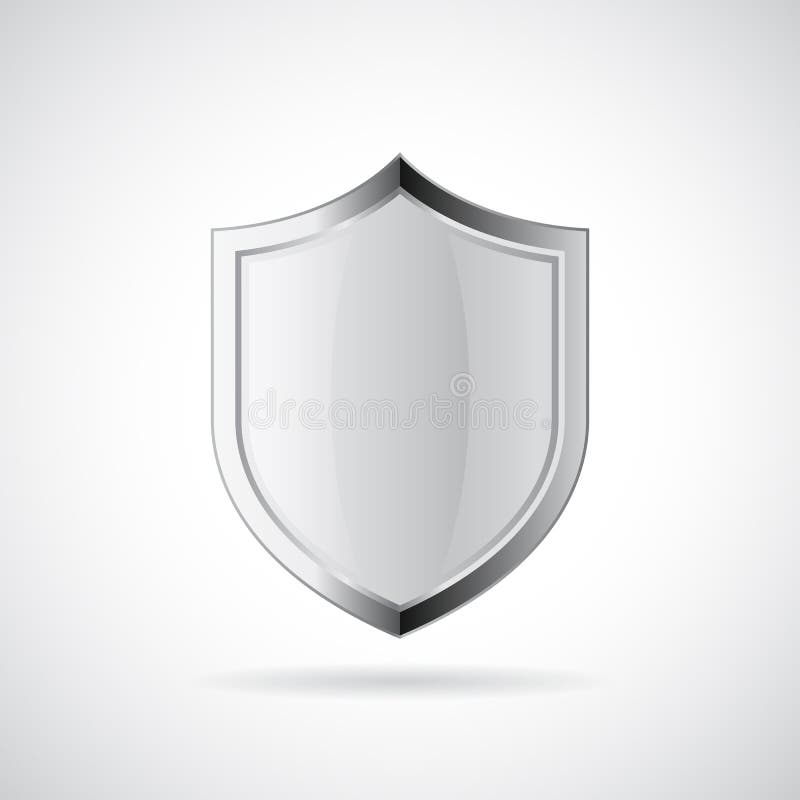 Silver metallic shield vector icon royalty free illustration
