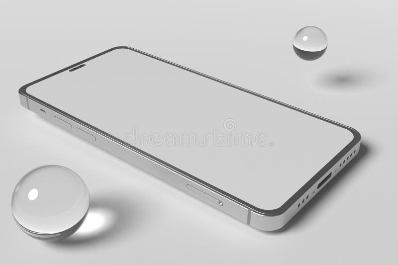 Silver metallic Smartphone with blank screen mockup, product modern concept. stock illustration
