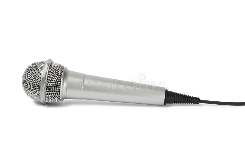 Silver microphone on white stock photo. Image of microphone 71858712