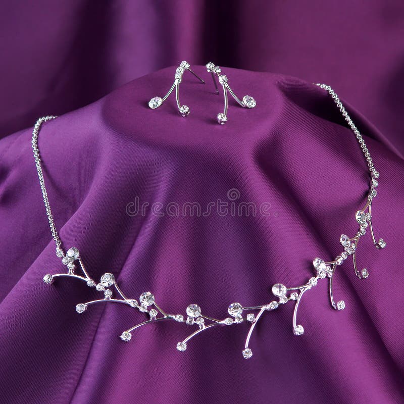 Silver Necklace with Gemstones Stock Image Image of decoration, heart