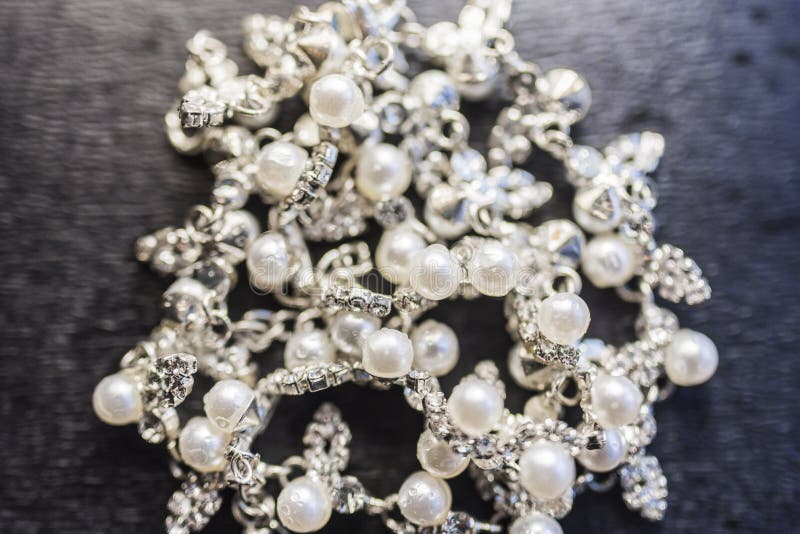 Silver necklace with pearls stock images Silver necklace with pearls stock images