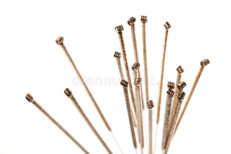 Silver Needles for Traditional Chinese Medicine Acupuncture. Close-up ...