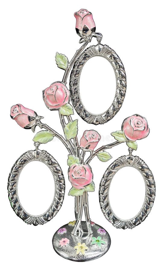 Silver photo frame as bouquet of rose royalty free illustration