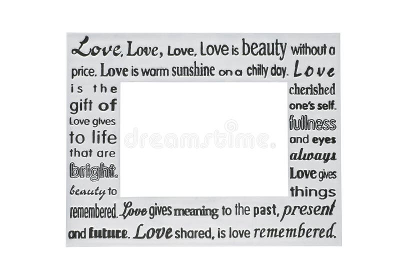 Silver Photo Frame with Love Poem Stock Image - Image of love, background:  11233657