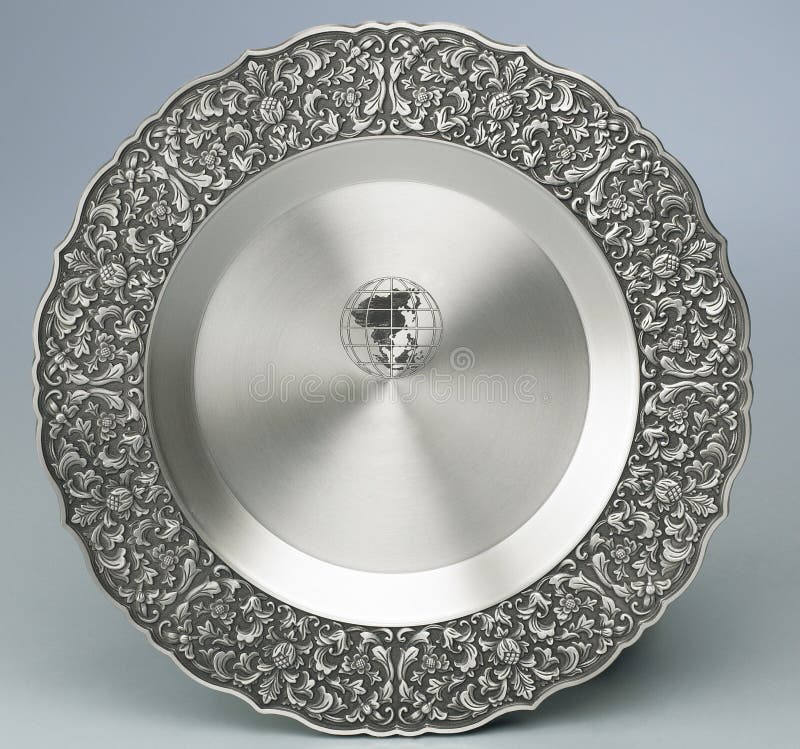 Silver plate stock photo. Image of boundary, floral, ornate 18293026