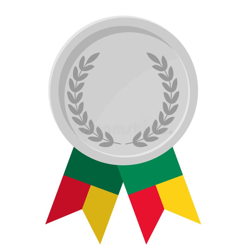Silver-prismedalj med Benin-flaggor för vinnare stock illustrationer