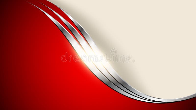 Silver red abstract business background with shiny metal waves