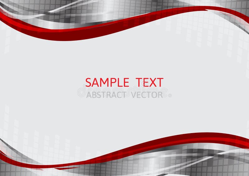 Silver and Red Wave Vector Background with Copy Space Stock Vector