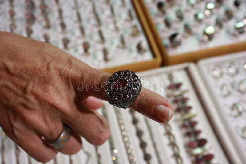 Jewellery on Mossy Stones stock photo. Image of displayed 11134312