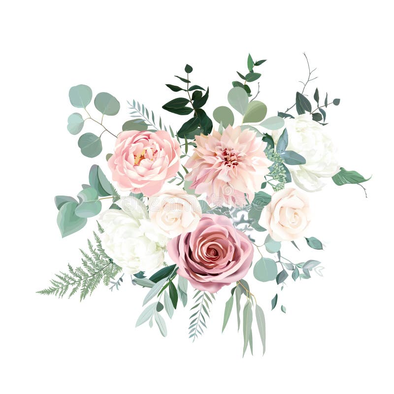 Silver Sage green en blush roze bloemen vector design bouquet
