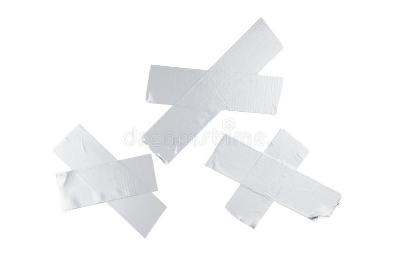 Silver Scotch Tape Pieces Isolated on White Background Stock Image