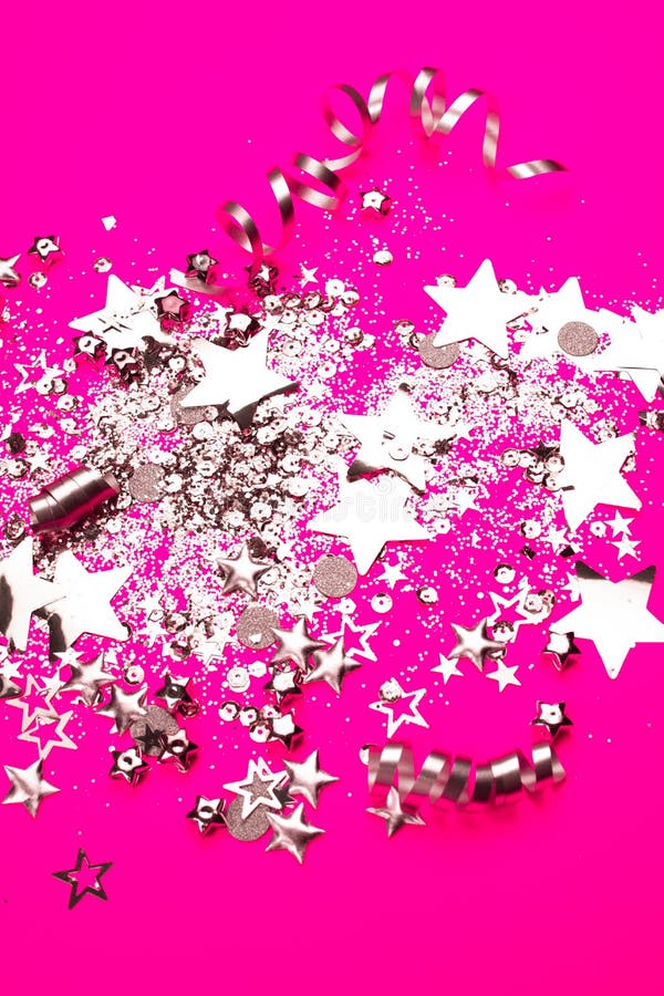 Silver Sparkles On Pink Background. Stock Image Image of bright