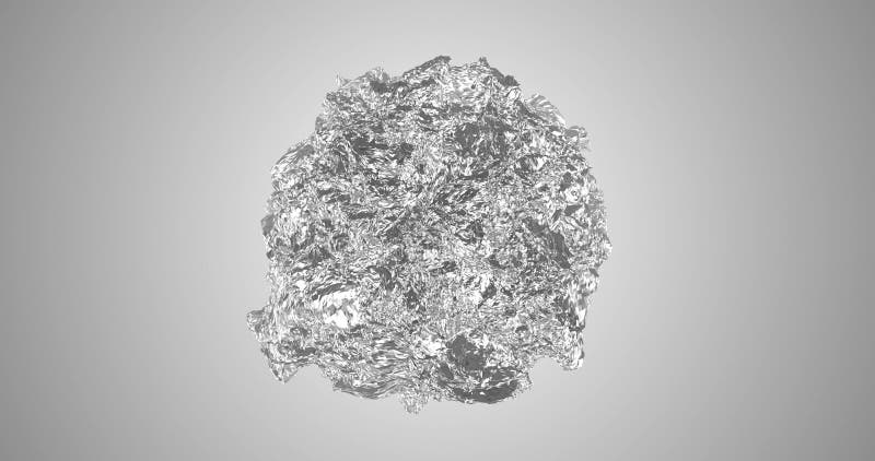 Silver Sphere Morphing into Fractal Foil Seamless Loop 4k Rendered Video Animation.